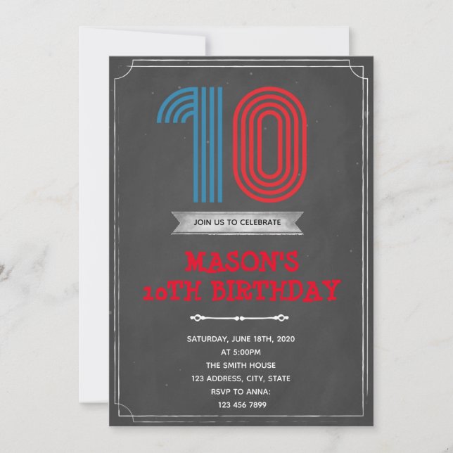 Chalk 10th birthday invitation (Front)