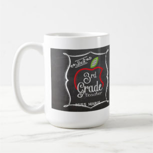 Chalk 3rd Grade   Personalised Teachers Coffee Mug