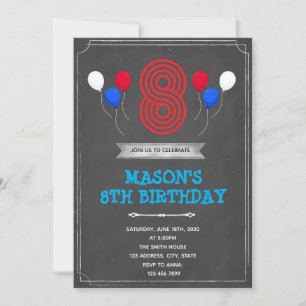 Chalk 8th birthday invitation