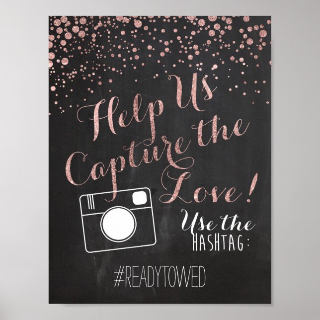 Chalk and Glitter Wedding Hash Tag Sign (Front)