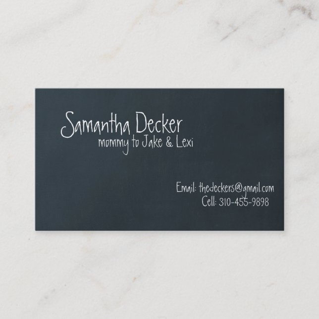 "Chalk Board" Customisable Mummy Calling Card (Front)