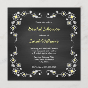 Chalk Board Daisy Bridal Shower Invitations