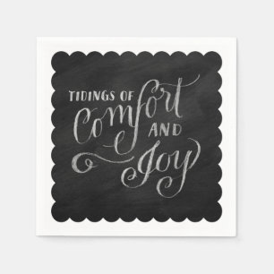 Chalk Board Drawn Tidings of Comfort and Joy Napkin