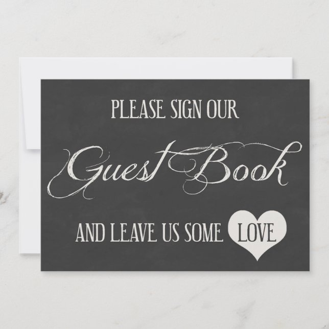 Chalk Board Hearts Wedding | Guest Book Invitation (Front)