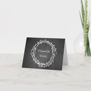 Chalk Board Wreath Wedding Thank You Card