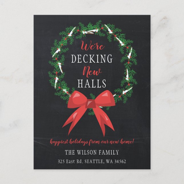 Chalk Decking The New Halls Moving Announcement Postcard (Front)