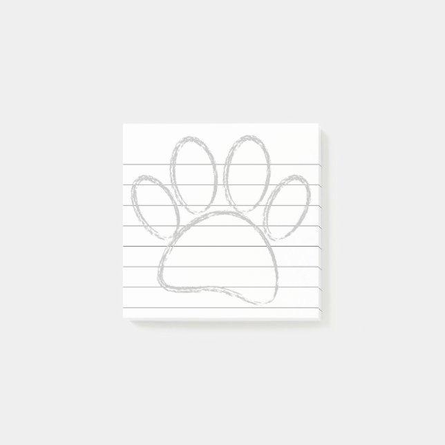 Chalk Dog Paw Tracks Lined 3x3 Post-it Notes (Front)
