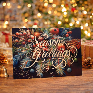 Chalk Drawing Christmas Floral Season's Greetings