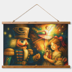 Chalk Drawing Cute Nutcracker Ballet Christmas Hanging Tapestry