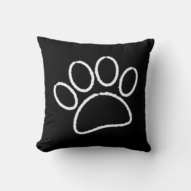 Chalk Drawing Dog Paw Print Cushion (Front)