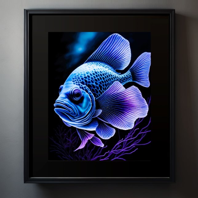 Chalk Drawing of Fish on Black III Poster (Creator Uploaded)
