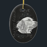 Chalk Drawing of Golden Retriever Ceramic Tree Decoration<br><div class="desc">This chalk drawing of your best friend is a beautiful chalk drawing of a golden retriever and the perfect dog art for dog lovers. This original pencil art of a golden retriever’s portrait makes a beautiful gift for dog lovers. It would also be a great present for breeders and all...</div>