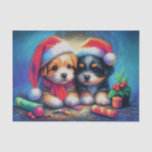 Chalk Drawing Two Cute Puppies in Santa Hats Tissue Paper<br><div class="desc">Chalk Drawing Two Cute Puppies in Santa Hats Designed by Carrie Fink. Printed and shipped by Zazzle or their partners.</div>
