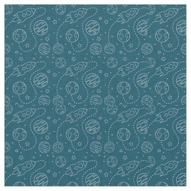 Chalk Drawings in Space Pattern Fabric (Close Up)