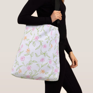 Chalk Drawn Roses Background Crossbody Bag