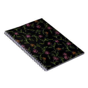 Chalk Drawn Roses Background Notebook