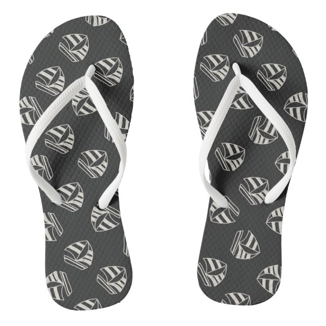 Chalk Drawn Sailboat Pattern Jandals (Footbed)