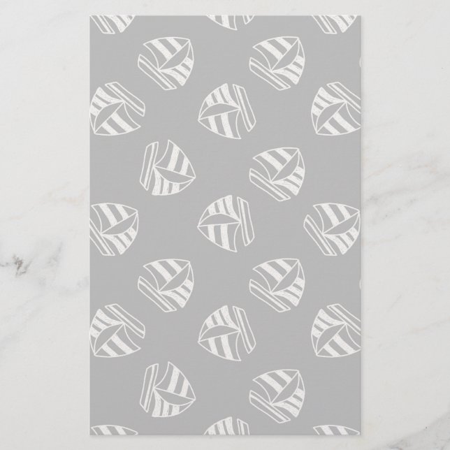 Chalk Drawn Sailboat Pattern Stationery (Front)