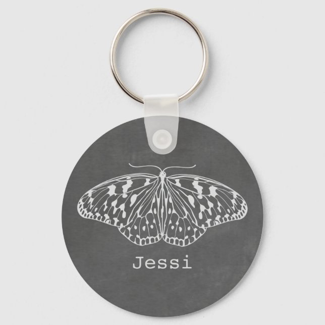 Chalk Inspired Butterfly Personalised Keychain (Front)