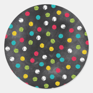 Chalk It Up! Rainbow Polka Dots – Chalkboard Print Classic Round Sticker