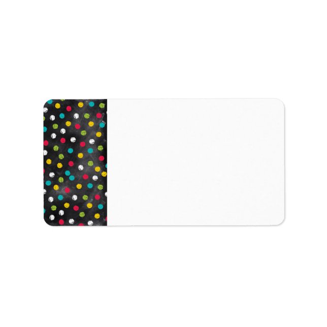 Chalk It Up! Rainbow Polka Dots – Chalkboard Print Label (Front)