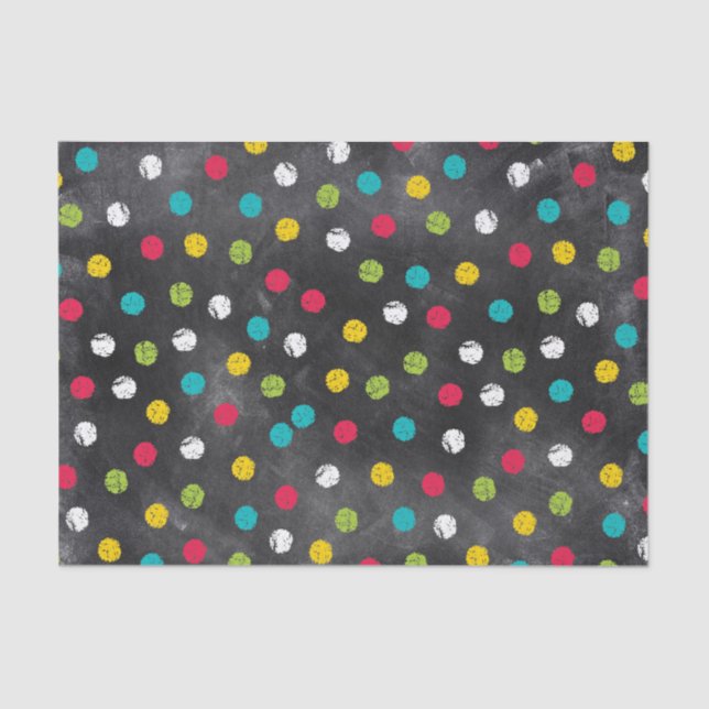 Chalk It Up! Rainbow Polka Dots – Chalkboard Print Tissue Paper (Front)