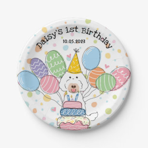 Chalk Labradoodle Dog Birthday Party Paper Plates