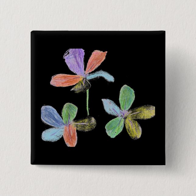 Chalk-like flowers 15 cm square badge (Front)