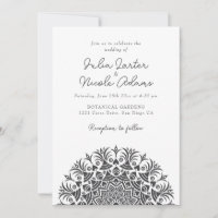 Chalk Off White Retro Abstract Mandala Wedding