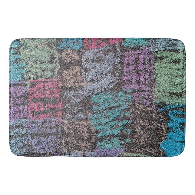 Chalk on the sidewalk art in  yellow white purple  bath mat (Front)