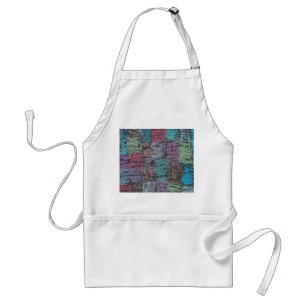 Chalk on the sidewalk art in yellow white purple standard apron