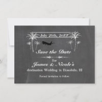 Chalk Palm Trees & Plane Destination Save the Date