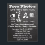 Chalk Photo Booth Prop Sign Flyer<br><div class="desc">Chalk and vintage style Free photos flyers that is perfect for events that have a photo booth. Display this sign near your photo booth. Photo booth directions or photo booth instructions done in a classy vintage design. Sign shows guests to pick a prop, pose, smile and snap a photo. Perfect...</div>