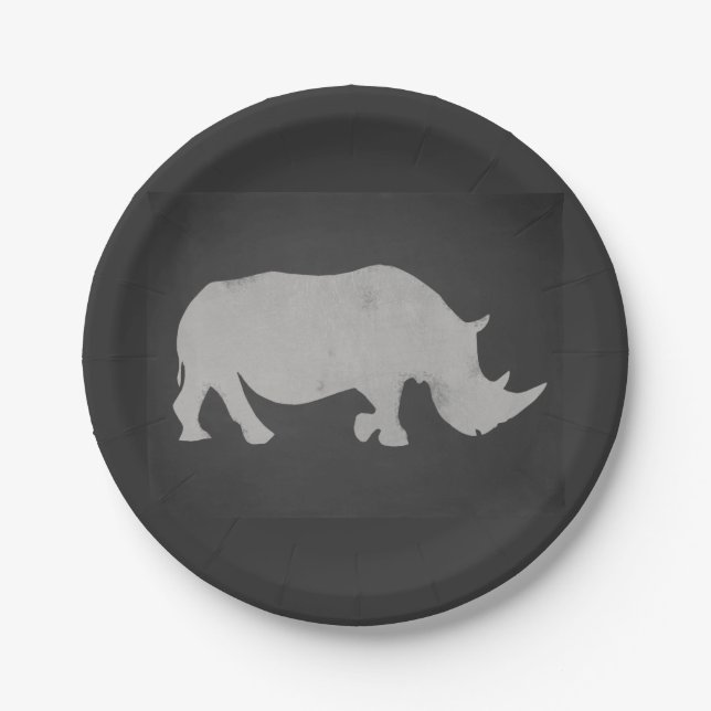 Chalk Rhino Paper Plate (Front)