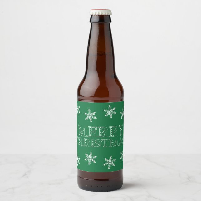Chalk Snowflake Pattern Beer Bottle Label (Front)