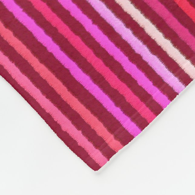 Chalk Stripes - Burgundy, Violet, Pink Fleece Blanket (Corner)