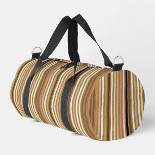 Chalk Stripes, Camel Tan, Brown and Beige Duffle Bag