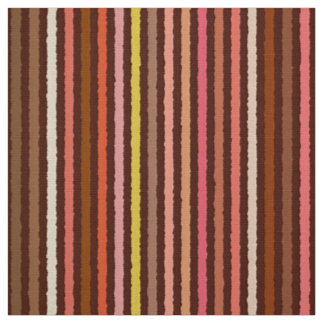 Chalk Stripes - Chocolate Brown and Coral Fabric (Swatch)