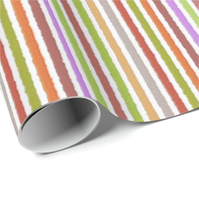 Chalk Stripes - Cream and Multi Colours Wrapping Paper (Roll Corner)