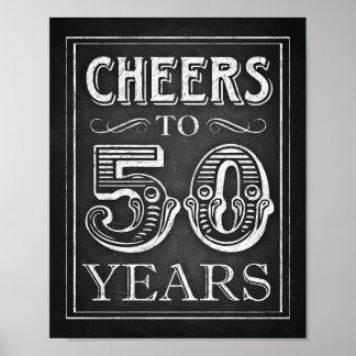 Chalk Style CHEERS TO 50 YEARS Sign Print