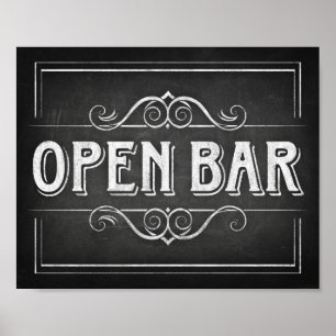 Chalk Style OPEN BAR Sign Print