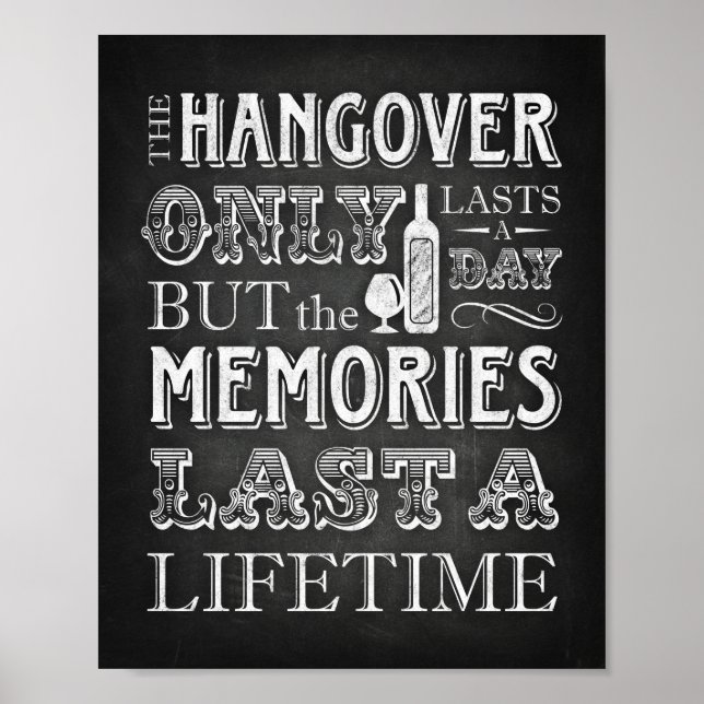Chalk Style Party Print / HANGOVER Quote Sign (Front)