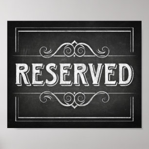 Chalk Style Party Print / RESERVED Sign Poster