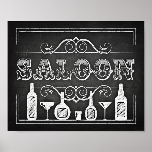 Chalk Style Party Print / SALOON Sign (Front)