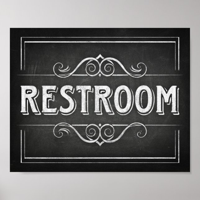 Chalk Style RESTROOM Sign Print (Front)
