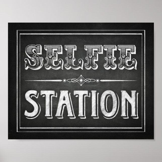 Chalk Style SELFIE STATION Sign Print (Front)