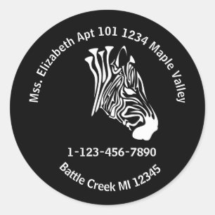 Chalk White Lost Zebra Contact Information Keychai Classic Round Sticker