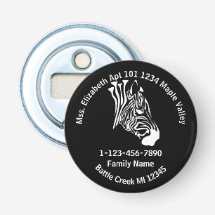 Chalk White Lost Zebra Family Home Address Bottle Opener