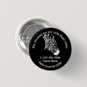 Chalk White Lost Zebra Family Home Address Keychai 3 Cm Round Badge