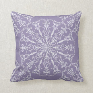 Chalk White Mandala Design on Lavender Cushion